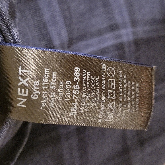 6Y Next Navy Blue Check Print Skinny Fit Dress Pants - Picture 5 of 8